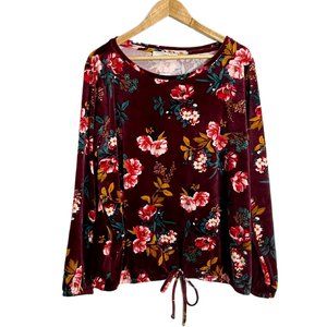 Loft floral velour pullover top - size XL - NWT